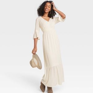 Knox Rose | 3/4 Sleeve Clip Dot Dress (Ivory)